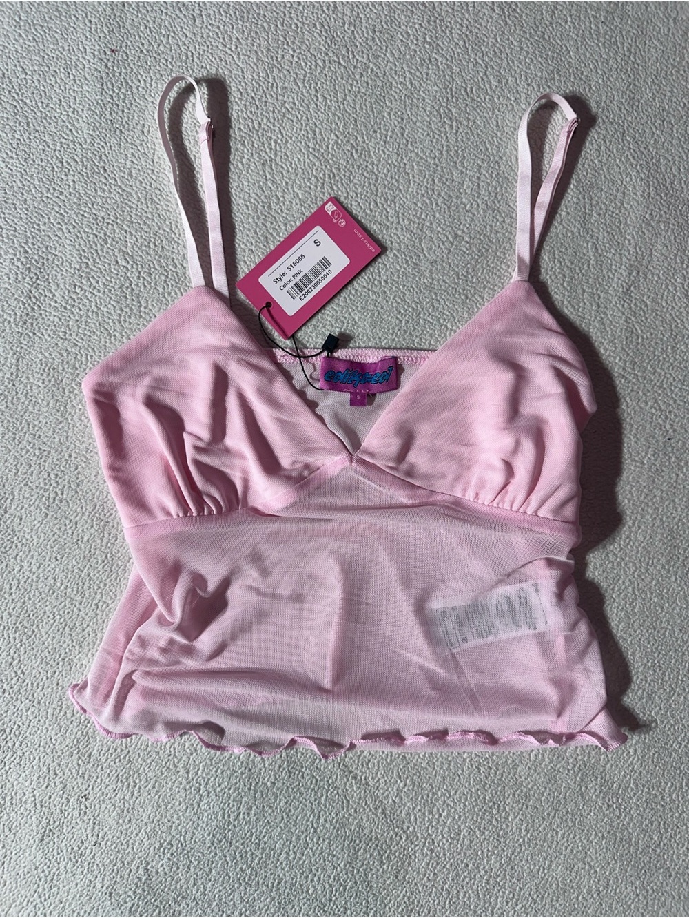Edikted NEW Pink Mesh Bralette Tank - Pink